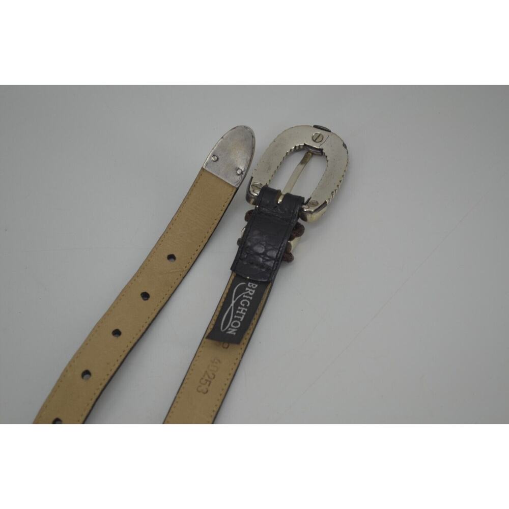Brighton Croc Women Size 30 Belt Medium Embossed #40253 Black Leather Silver - Picture 5 of 10